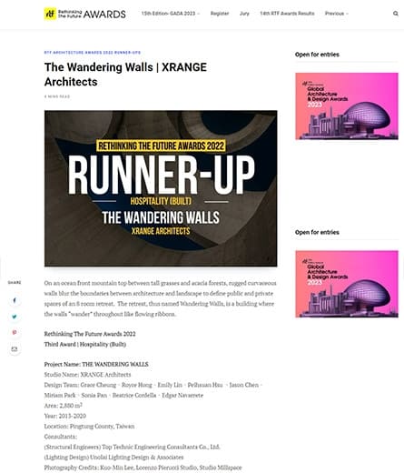 Wandering Walls．Rethinking The Future Awards